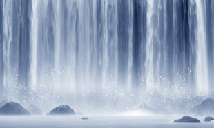 蓝色瀑布背景墙