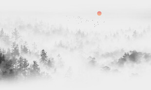 森林意境水墨山水画电视背景墙