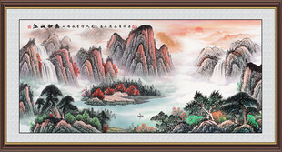 旭日东升山水画江山图