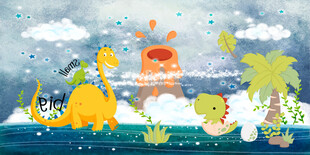 卡通恐龙背景墙