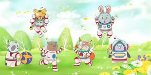 卡通宇航员背景