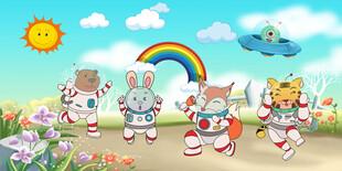 卡通宇航员动物