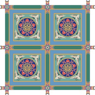 万寿寺御碑亭五福抱寿天花彩绘