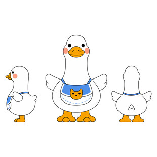 卡通可爱小鸭子三视图