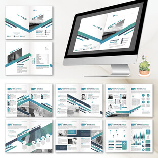 简洁蓝色画册ID设计模板