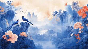 花鳥仙鶴圖 仙鹤图花鸟图素材-仙鹤图花鸟图图片-仙鹤图花鸟图设计模板-昵图网