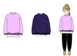 儿童套头花边卫衣