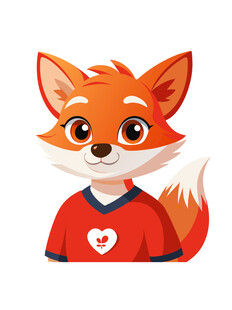 动物可爱穿红色T恤小狐狸