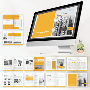 黄色商业画册ID设计模板