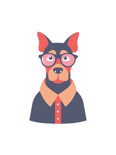 动物简约戴眼镜小狗