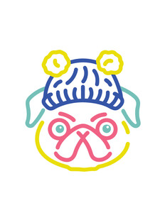 动物简约彩色线条可爱小狗头像