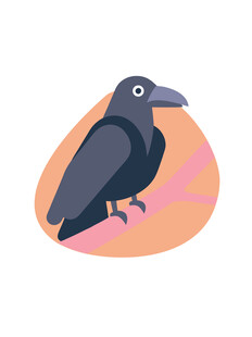 动物简约枝头小鸟