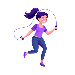 矢量人物开心跳绳女孩