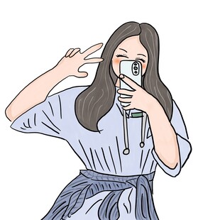 手绘自拍女孩