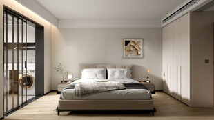 现代简约中古风主卧室家装定制柜