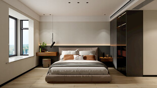 现代简约中古风卧室家装定制衣柜