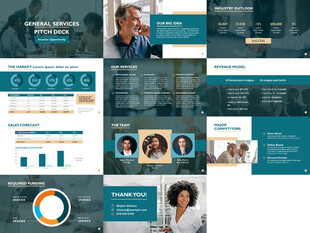 蓝绿色商务团队合作会议PPT