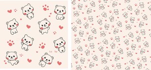 爱心小猫印花图案