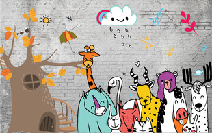 卡通复古背景墙