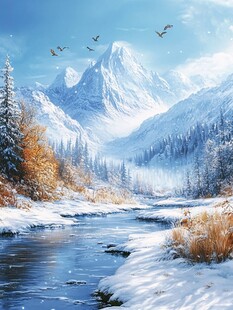 油画雪山森林素材-油画雪山森林图片-油画雪山森林设计模板-昵图网