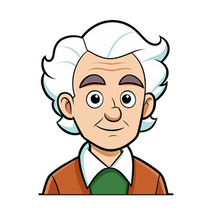 矢量人物简约白发老爷爷