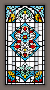蒂凡尼教堂彩色玻璃花窗贴膜图案