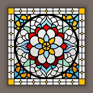 吊顶穹顶教堂蒂凡尼彩绘玻璃图案