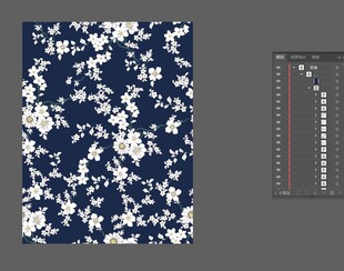 手绘矢量宝蓝碎花兰花 