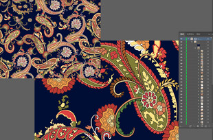 矢量手绘腰果花佩利斯元素复古风