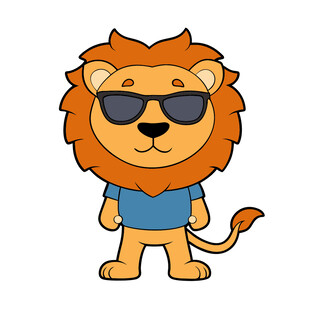 动物矢量戴太阳镜可爱小狮子
