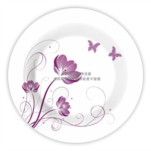 紫色花朵餐具花纸设计