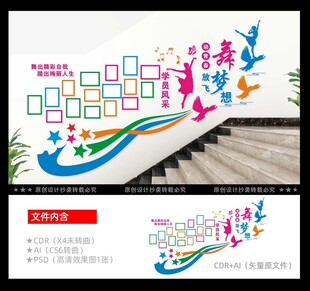 舞蹈室楼梯文化墙