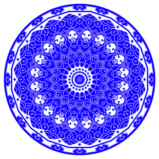 圆形青花纹