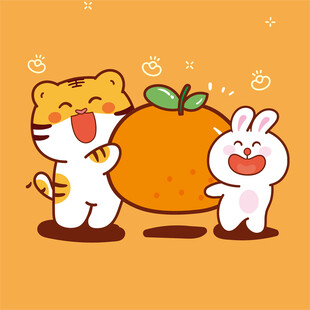 虎萌萌兔子水果壁纸