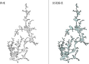 梅花与鸟 矢量图