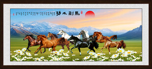 八骏图挂画