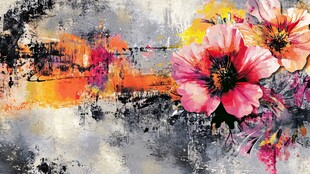 油彩画　【花】　抽象 center
