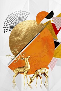 抽象几何麋鹿画