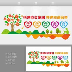 共建和谐宿舍寝室文化墙