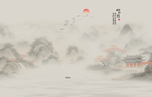 新中式水墨江南背景墙