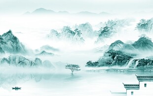 高档 意境中式山水 TIF分层