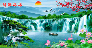 瀑布流水风景画