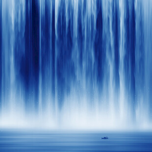 招财瀑布山水画