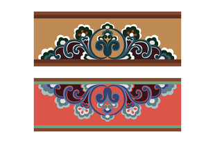 半边团花花纹彩画边纹