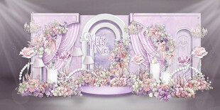 法式莫奈紫色婚礼迎宾区