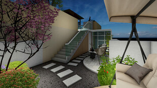 屋顶花园夜景设计案例效果图