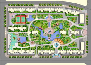 小区绿化彩平图