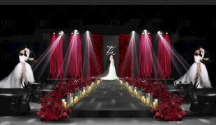 红色布慢婚礼设计效果图 红玫瑰