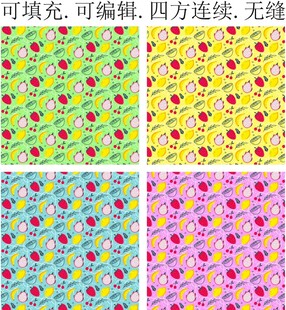 水果花纹背景 夏季果汁