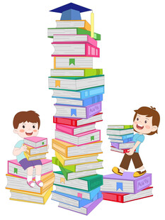 儿童高考复习加油彩色书籍插画